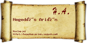 Hegedűs Arián névjegykártya